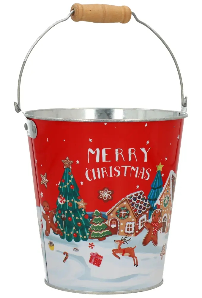 Zinken Emmertjes Merry Christmas Peperkoekhuisje Rood 13x14cm 1 stuk