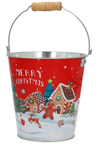Zinken Emmertjes Merry Christmas Peperkoekhuisje Rood 13x14cm 1 stuk