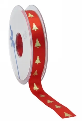 Kadolint Satijn Lint Christmas Tree Rood & Goud 15mm x 25meter