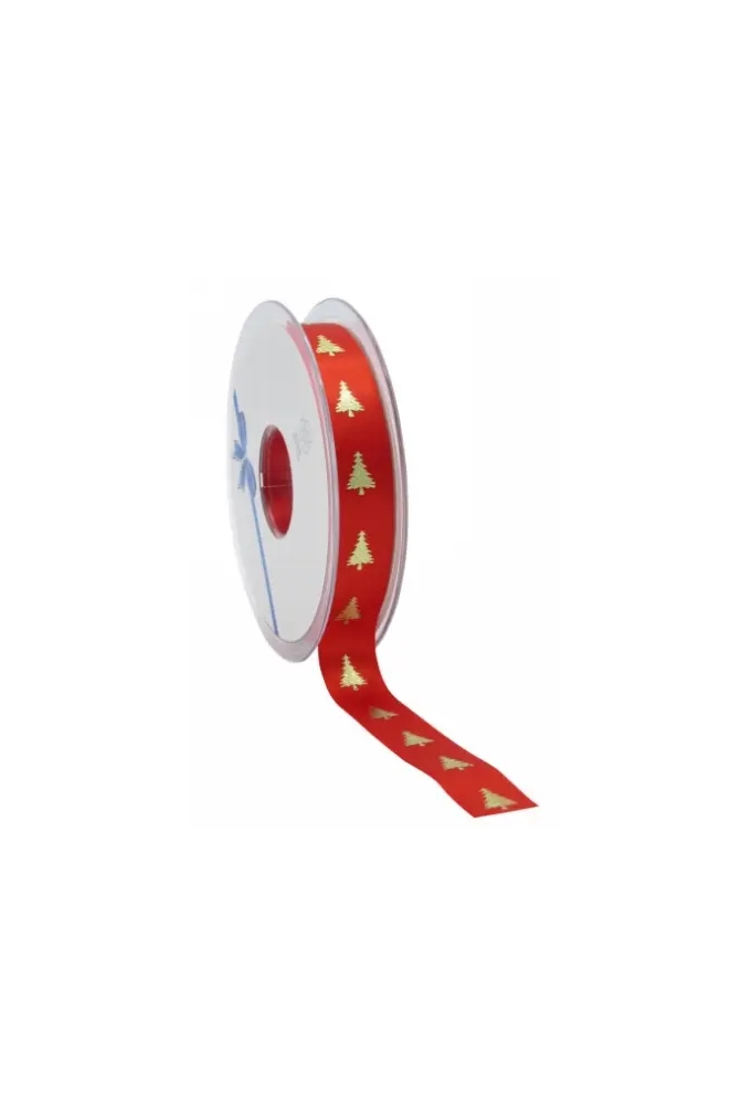 Kadolint Satijn Lint Christmas Tree Rood & Goud 15mm x 25meter