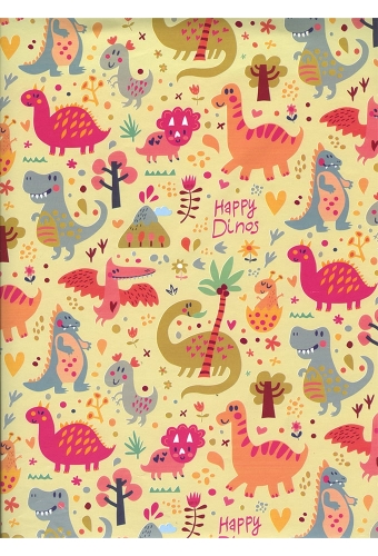 Kadopapier Consumentenrollen Everyday Kids Dino Geel 70cm x 2meter 1st