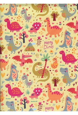 Kadopapier Consumentenrollen Everyday Kids Dino Geel 70cm x 2meter 1st