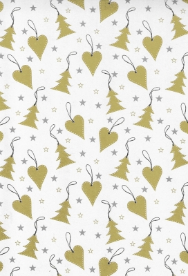 Kerstpapier Consumentenrol Merry Christmas Heart Tree Wit 70cm x2m 1st