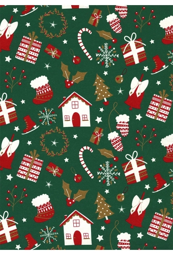 Kerstpapier Consumentenrollen Kerstmis Bel Groen 70cm x 2meter 1st