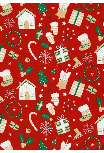 Kerstpapier Consumentenrollen Kerstmis Bel Rood 70cm x 2meter 1st