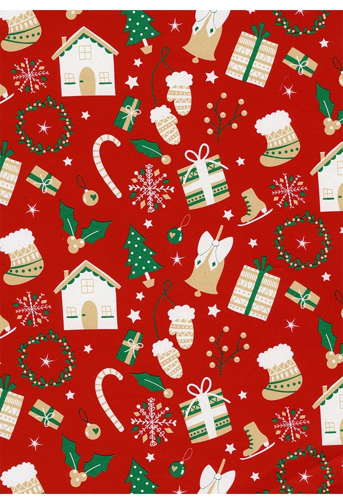 Kerstpapier Consumentenrollen Kerstmis Bel Rood 70cm x 2meter 1st