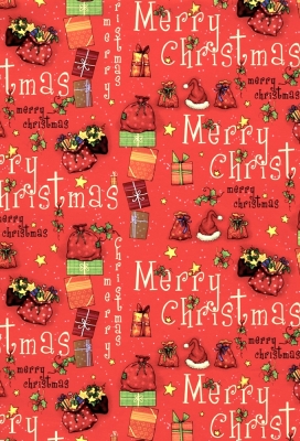 Kerstpapier Consumentenrollen Kerstmis Gift Rood 70cm x 2meter 1stuks