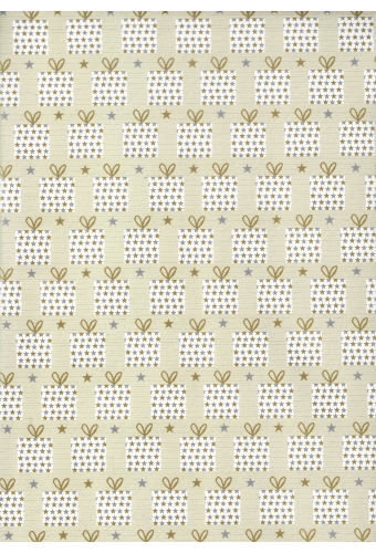 Kerstpapier Consumentenrollen Kerstmis Kado Creme 70cm x 2meter 1stuks