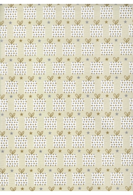 Kerstpapier Consumentenrollen Kerstmis Kado Creme 70cm x 2meter 1stuks