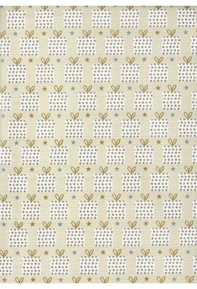 Kerstpapier Consumentenrollen Kerstmis Kado Creme 70cm x 2meter 1stuks