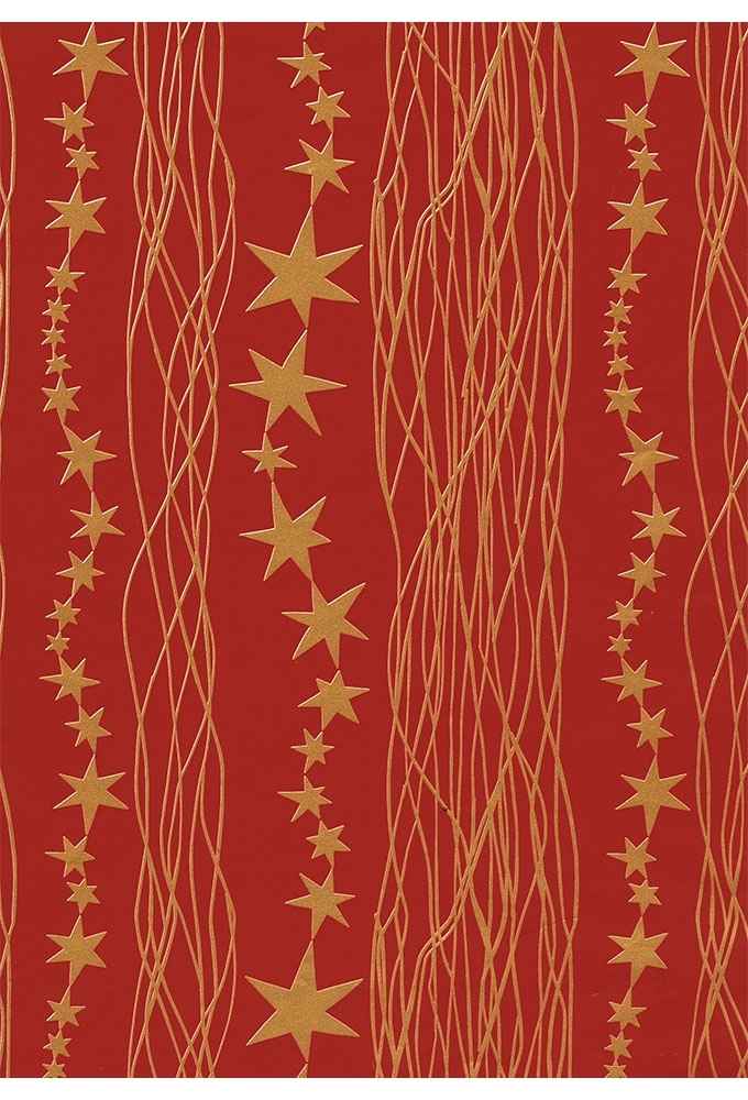 Kerstpapier Consumentenrollen Kerstmis Ster Rood 70cm x 2meter 1stuks