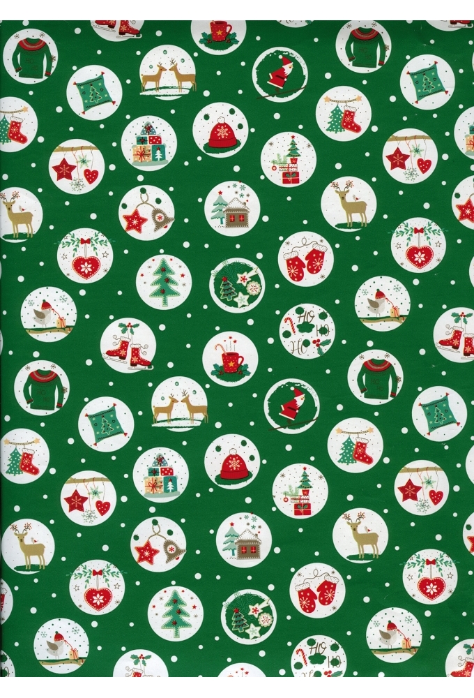 Kerstpapier Consumentenrollen Kerstmis Symbool Groen 70cm x 2meter 1st