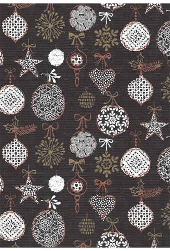 Kerstpapier Consumentenrollen Kerstmis Xmas Black 70cm x 2meter 1stuks
