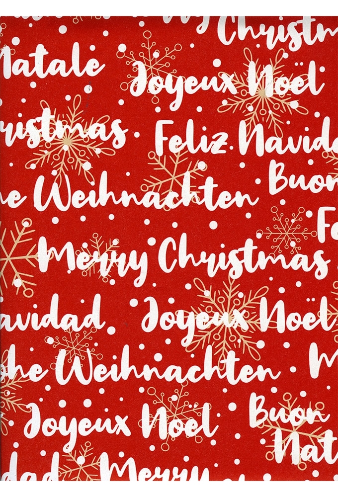 Kerstpapier Consumentenrollen Merry Christmas Rood 70cm x 2meter 1st