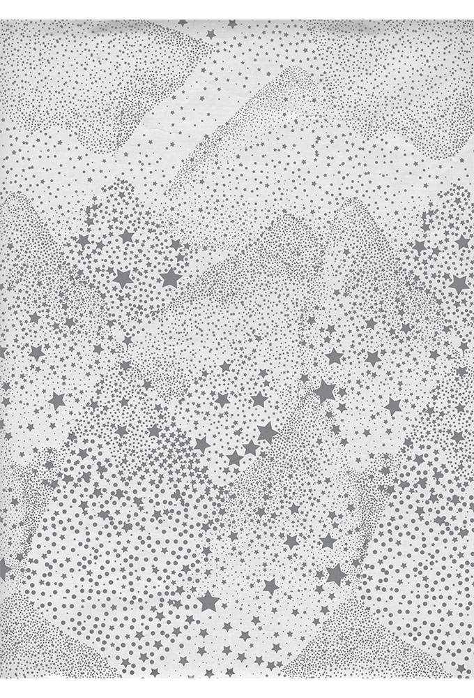Kerstpapier Consumentenrollen Metallic Kerstmis White Stars 70cm x 2m
