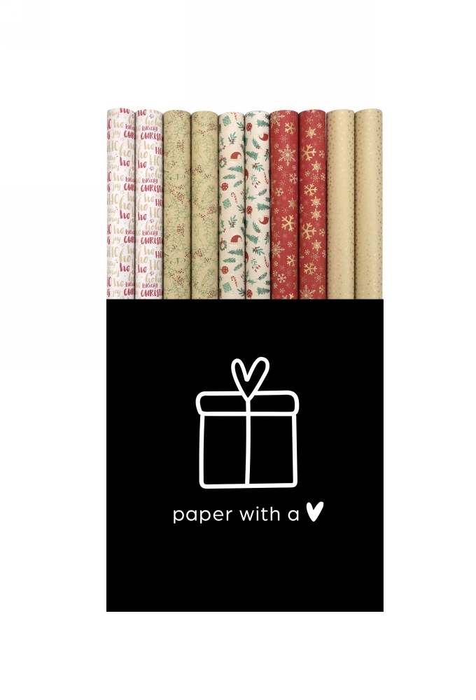 Kadopapier Consumentenrollen Winter Kraft Dots 70cm x 2meter 1stuks