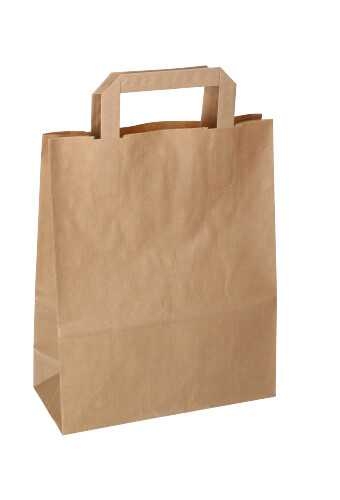 Papieren Draagtas Foggia Plat Handvat Bruin Recycled 32x12x41cm 250st