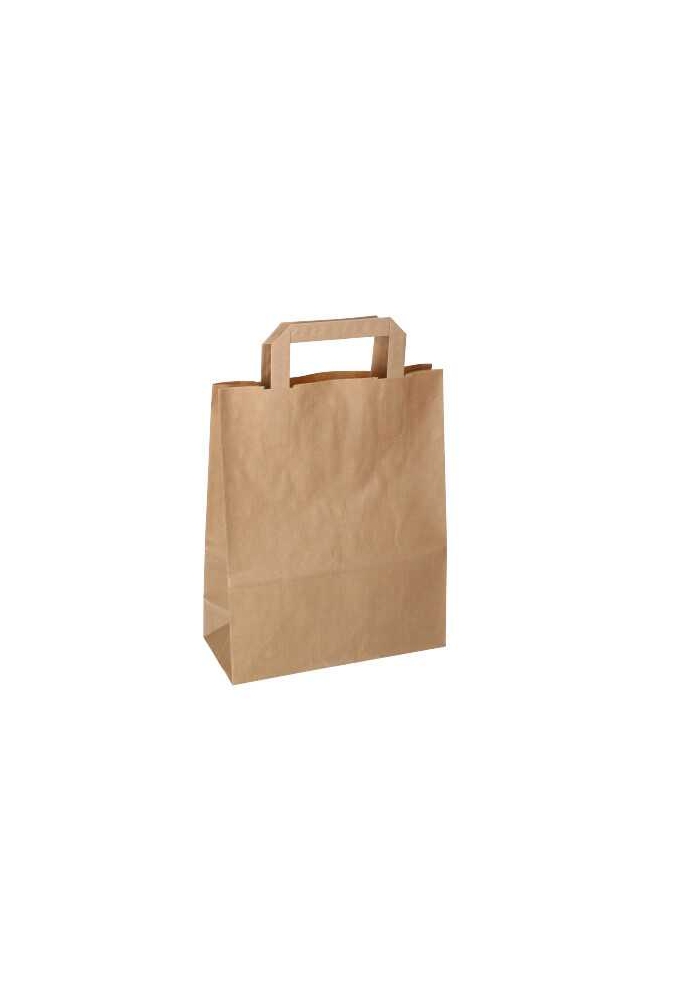 Papieren Draagtas Foggia Plat Handvat Bruin Recycled 18x8x22cm 500st