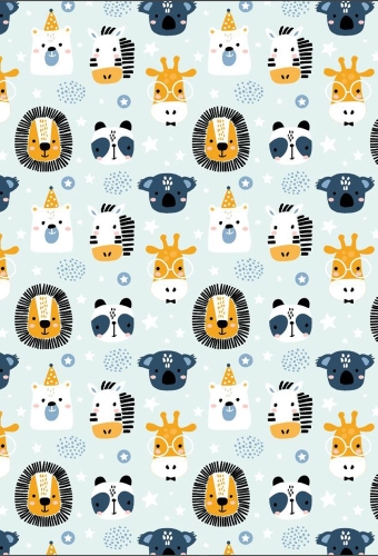 Geschenkpapier Coated Zoo blue 50cm x 200meter