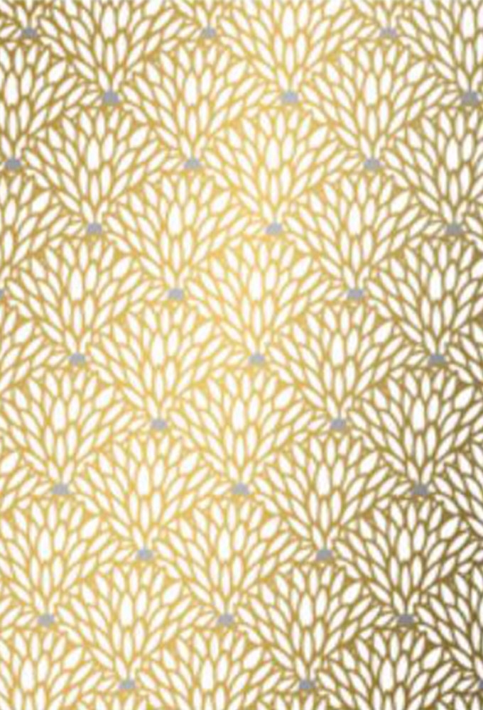 Geschenkpapier Coated Golden flower grey dot 70cm x 200meter