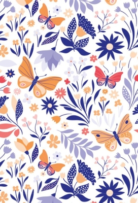 Geschenkpapier Coated Butterfly white 70cm x 200meter