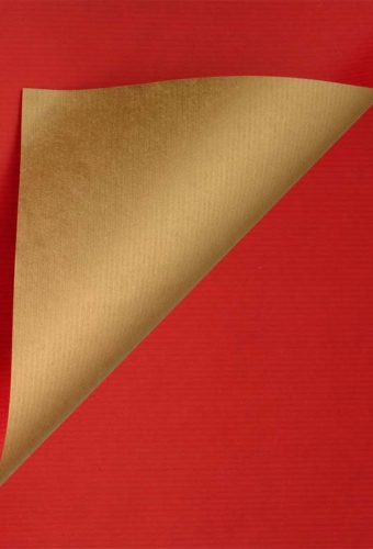 Geschenkpapier Kraft Dubbelzijdig Uni red & uni gold 70cm x 100meter