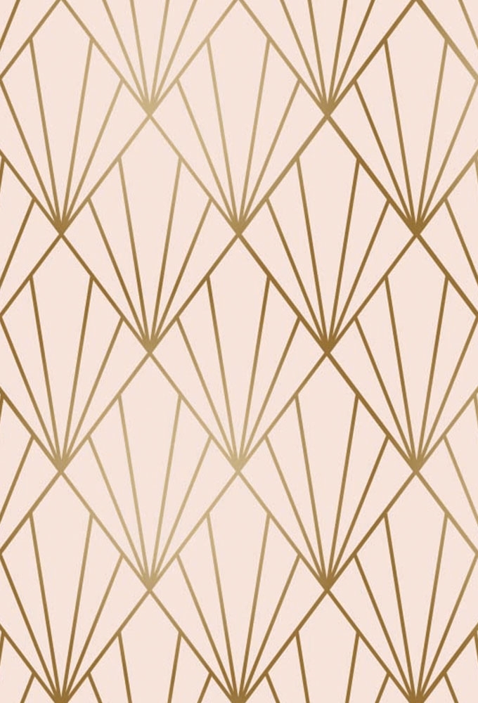 Geschenkpapier Metallised Rose gold art deco 50cm x 100meter