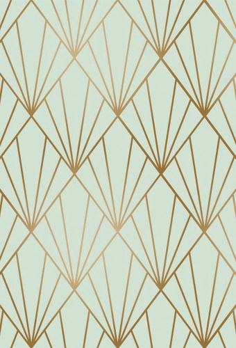 Geschenkpapier Metallised Green gold art deco 50cm x 100meter