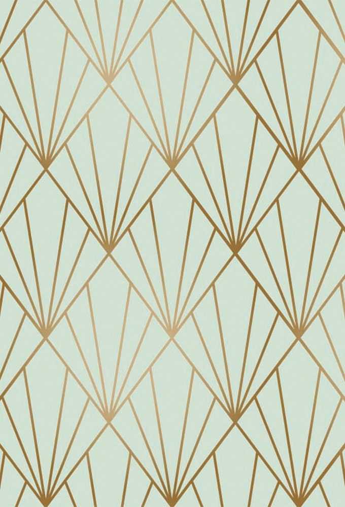 Geschenkpapier Metallised Green gold art deco 50cm x 100meter