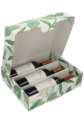 Wijnverpakking Cherish The Beautiful Moments 3 fles Flessen Inlay 33.5x28.4x9.5cm 15 stuks