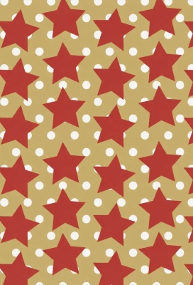 Kerstpapier Bruin Kraft Star in the Sky Rood & Wit 30cm x 250meter