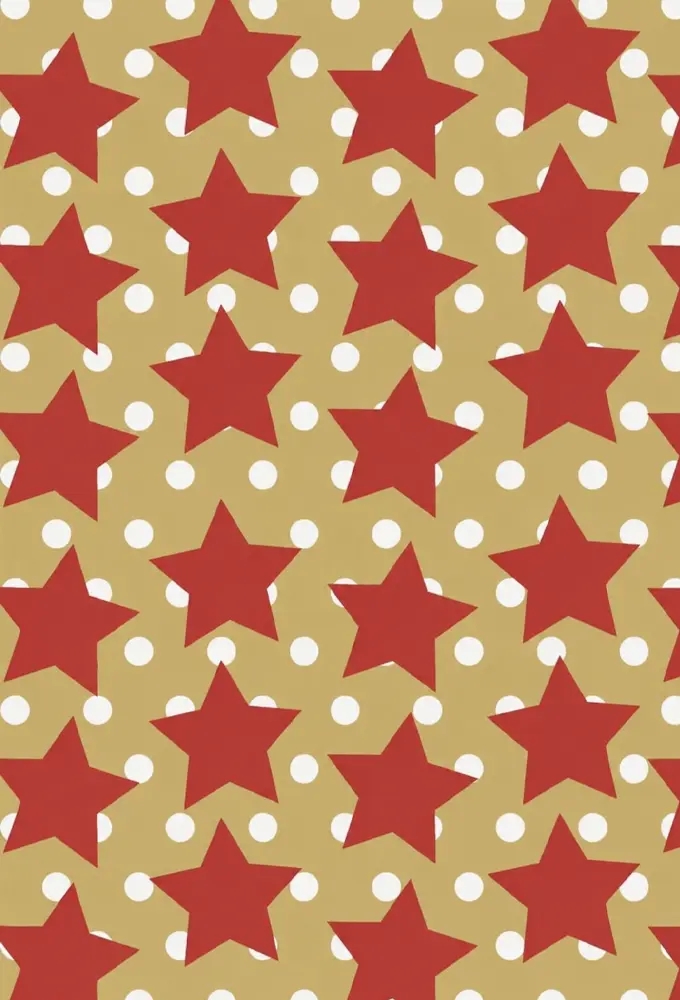 Kerstpapier Bruin Kraft Star in the Sky Rood & Wit 30cm x 250meter