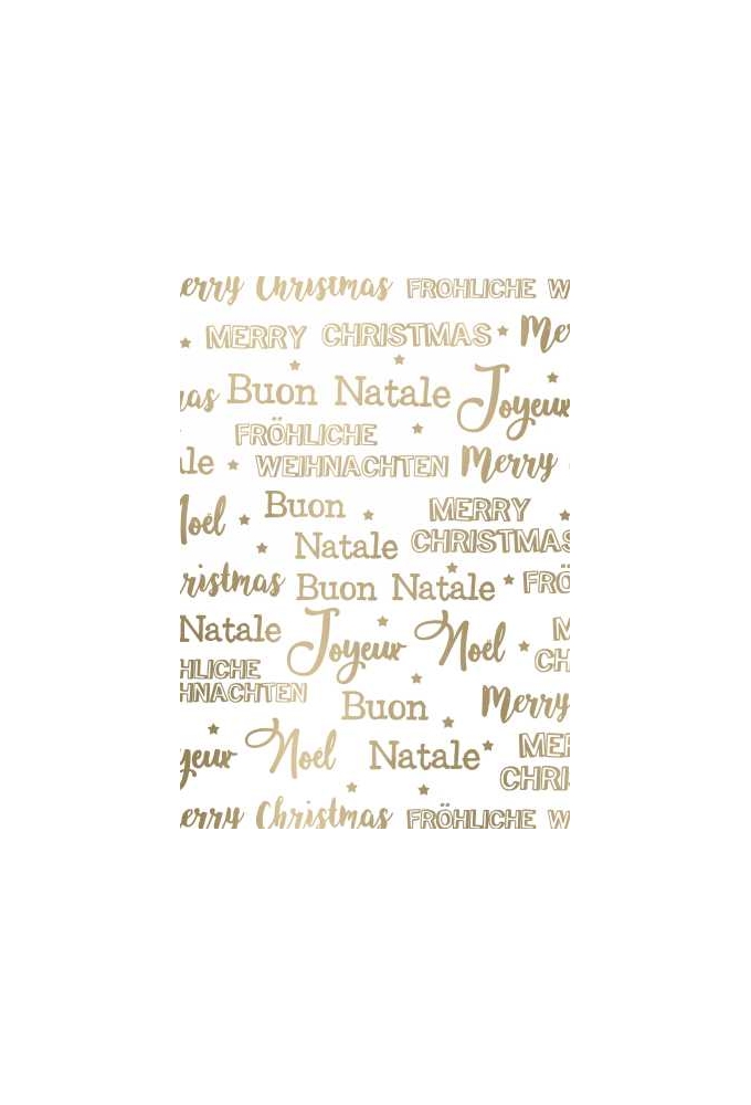 Kerstpapier Metallic wishing merry xmas wit goud 30cm x 150m OP IS OP