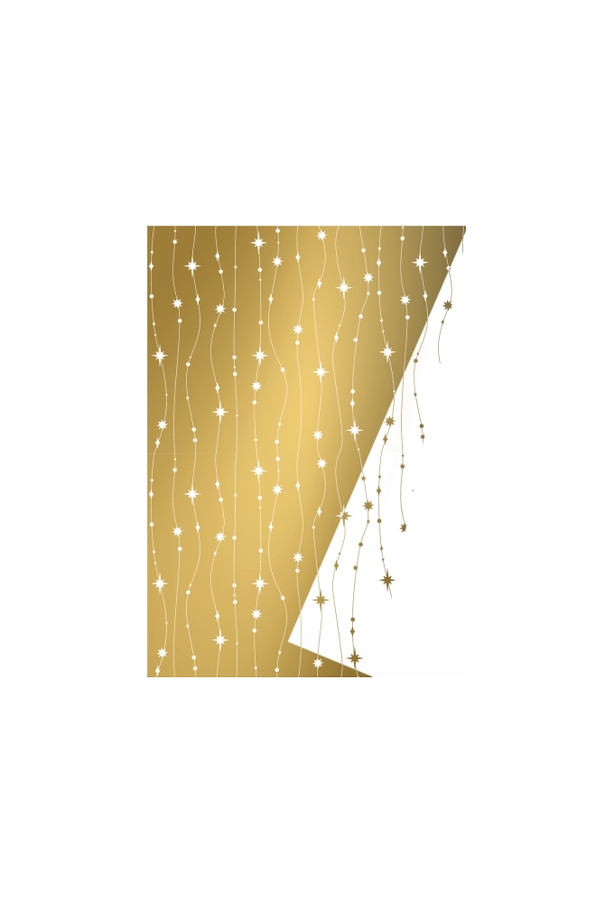 Kerstpapier Stars Falling Wit Goud 30 cm x  175meter