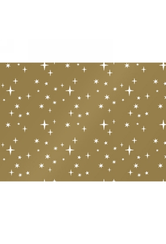 Kerstpapier Sterren Goud & Wit 30 cm x 200meter