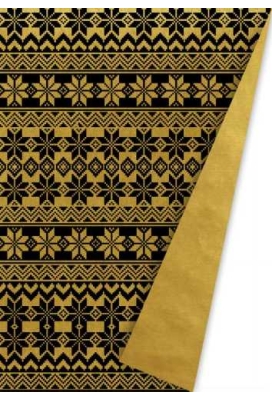 AKTIE Kerstpapier Dubbelzijdig Norway Goud & Zwart 50cm x 100meter