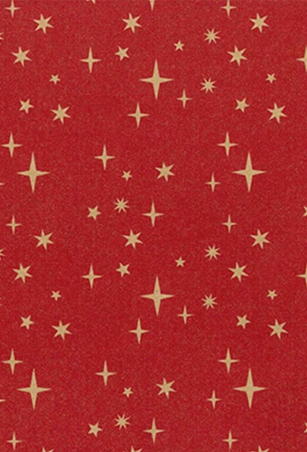 Kerstpapier Bruin Kraft Sterren Rood 50cm x 200meter