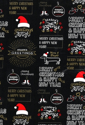 Kerstpapier Coated Papier Krijtbord Kerstwensen 50cm  x 200meter