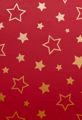 Kerstpapier Coated Papier Sterrenhemel Rood 50cm  x 200meter