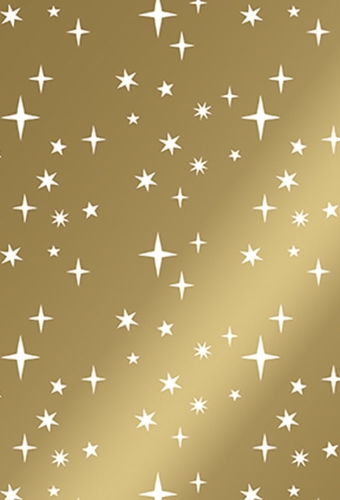 Kerstpapier Coated Sterren Goud 50cm x 200meter