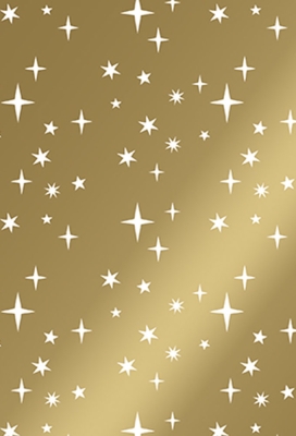 Kerstpapier Coated Sterren Goud 50cm x 200meter