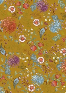 Geschenkpapier Coated birdy blommom ochre 30cm x 200meter Geschenkpapier Coated birdy blommom ochre 30cm x 200meter