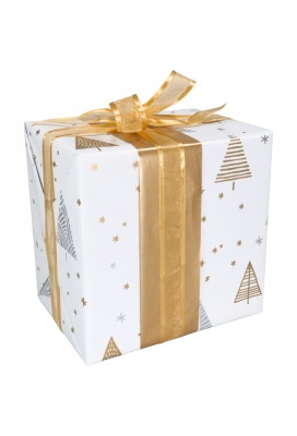 Kerstpapier Dubbelzijdig Under The Stars Goud Wit 50cm x 200meter