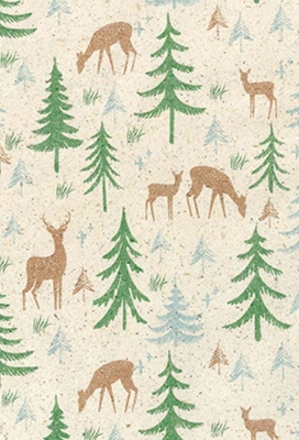 Kerstpapier Gras Papier Denneboom & Hert 50cm x 200meter