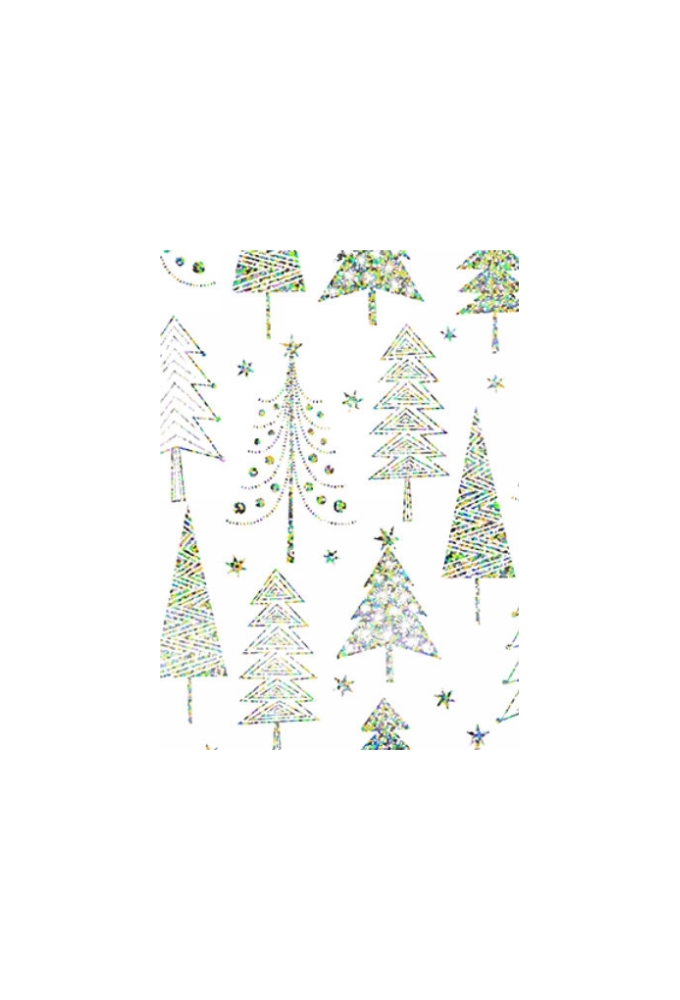Kerstpapier Holographic cedar trees white 50cm x 200meter