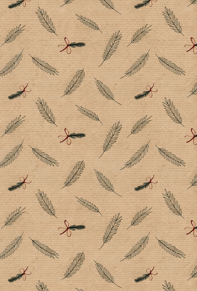Kerstpapier Kraft Dennetakje 50cm x 200meter