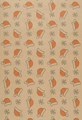 Kerstpapier Kraft Kerstmuts 50cm x 200meter