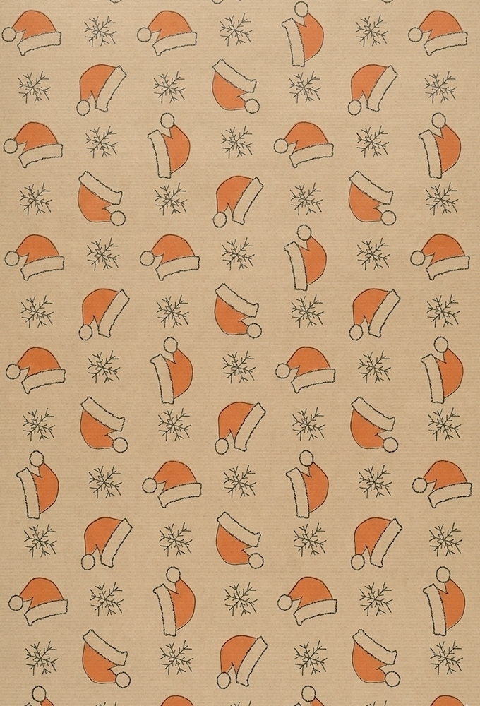 Kerstpapier Kraft Kerstmuts 50cm x 200meter