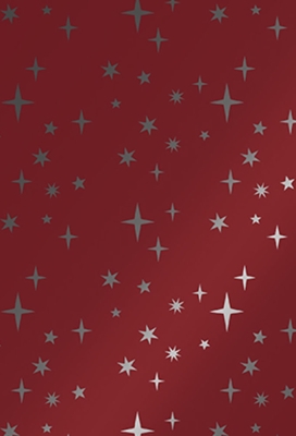 Kerstpapier Metallic Sterren Bordeaux 50cm x 200meter