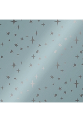 Kerstpapier Metallic Sterren IJsblauw 50cm x 100meter